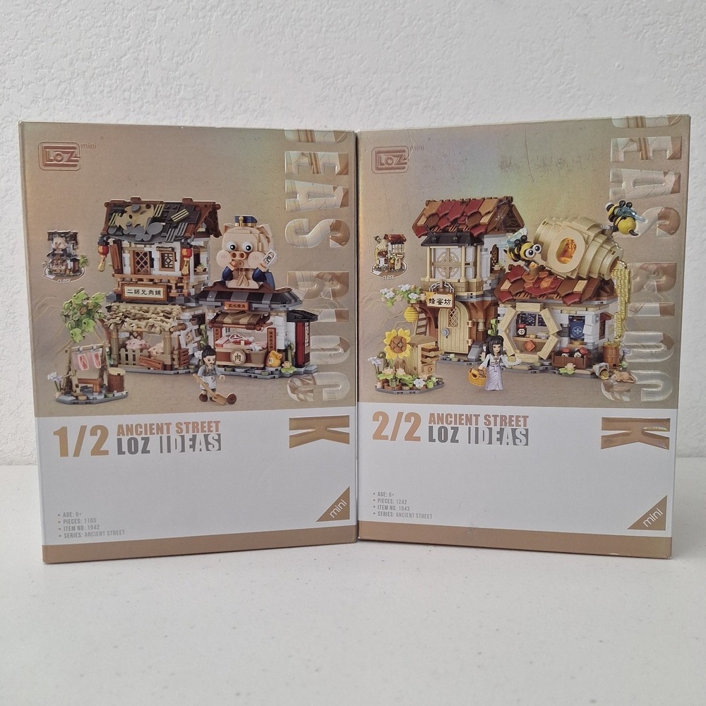 LOZ Ideas Ancient Street Mini Building Blocks Sets 1942 & 1943 Sushi Honey Bee